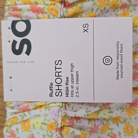 SO BRAND WOMENS JUNIOR SIZE YELLOW FLORAL SOFT SHORTS HIGH RISE SIZE XS - Picture 12 of 13